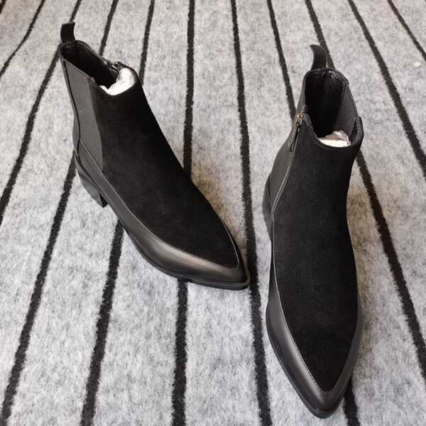 Rati Nude Leather Boots with Suede Details Nude